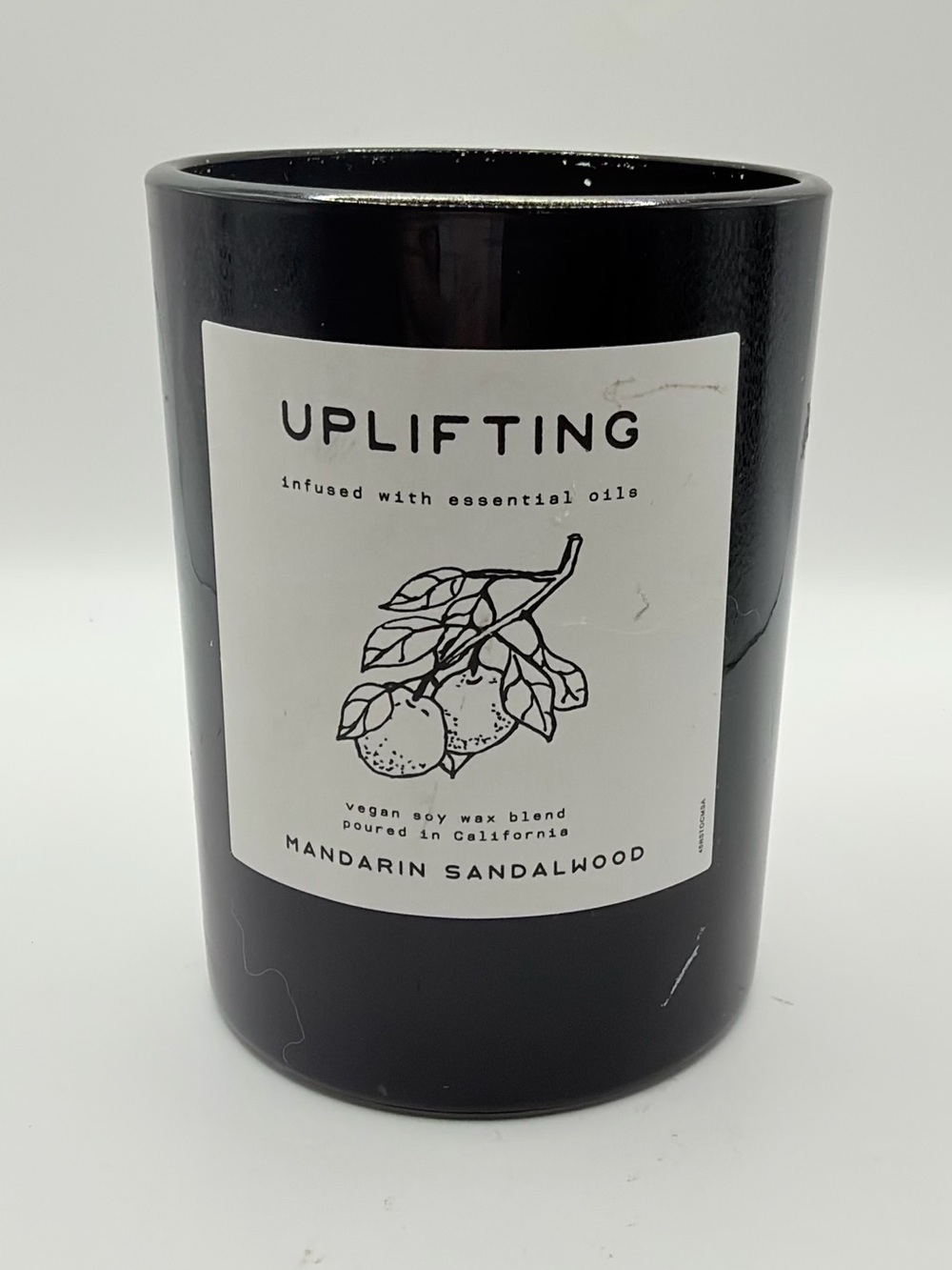 Uplifting Mandarin Sandalwood Black Glass Candle by Leoben Co.